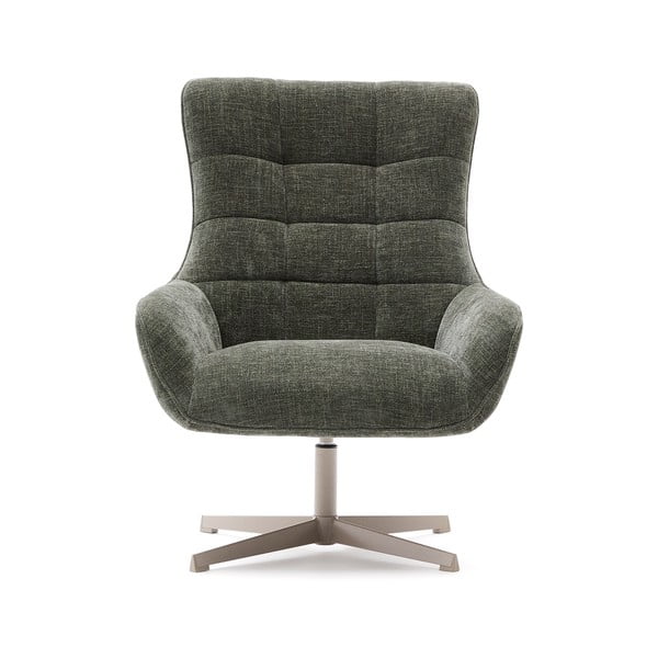 Otočné žinylkové křeslo šedozelené Teryl – Kave Home-image-1