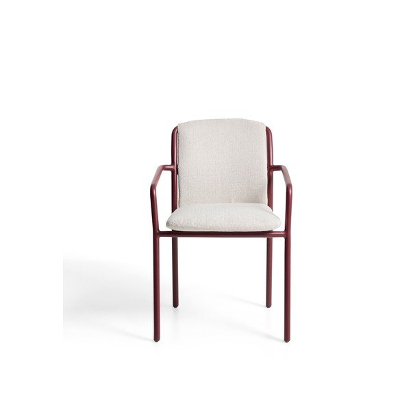 Vínová polstrovaná zahradní židle Linosa – Kave Home-image-4