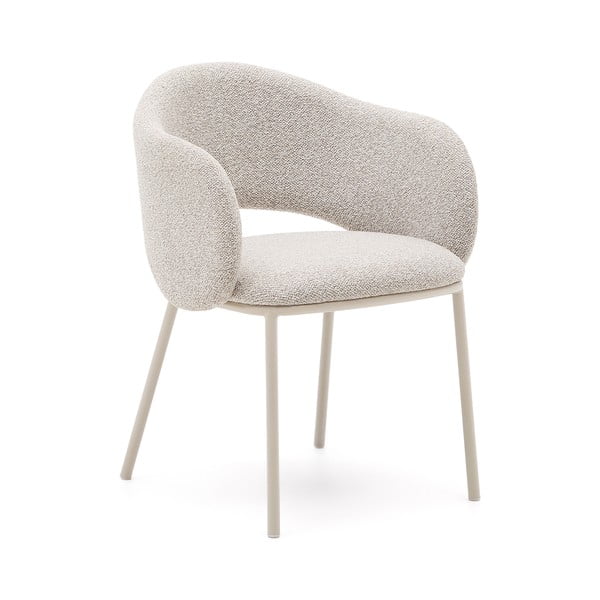 Slonovinové čalouněné jídelní křeslo Maina – Kave Home