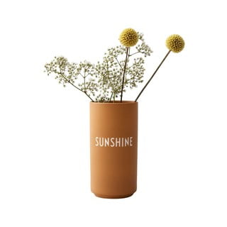 Hořčicově žlutá porcelánová váza Design Letters Sunshine, výška 11 cm