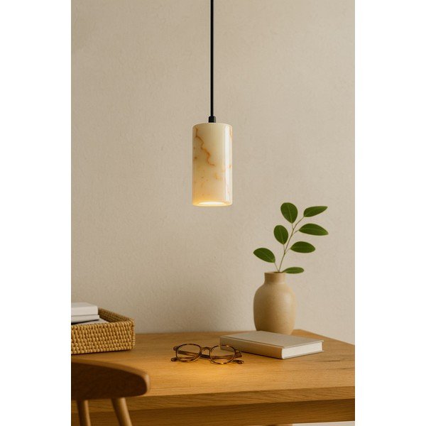 Krémové závěsné svítidlo s mramorovým stínidlem ø 6,5 cm Selma – Opviq lights-image-4