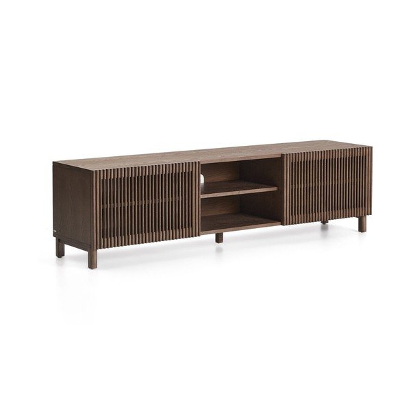 Tmavě hnědý TV stolek v dekoru ořechu 180x49,5x42,5 cm Beyla – Kave Home