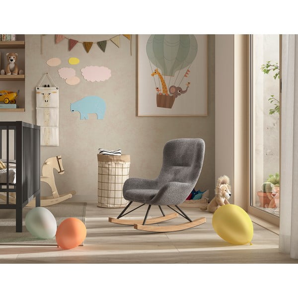 Šedé houpací dětské křesílko z textilie bouclé ROCKY – Vipack-image-1