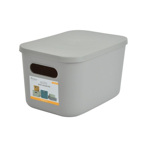 Šedý plastový úložný box s víkem 24,5x18x15 cm – Homéa-image-3
