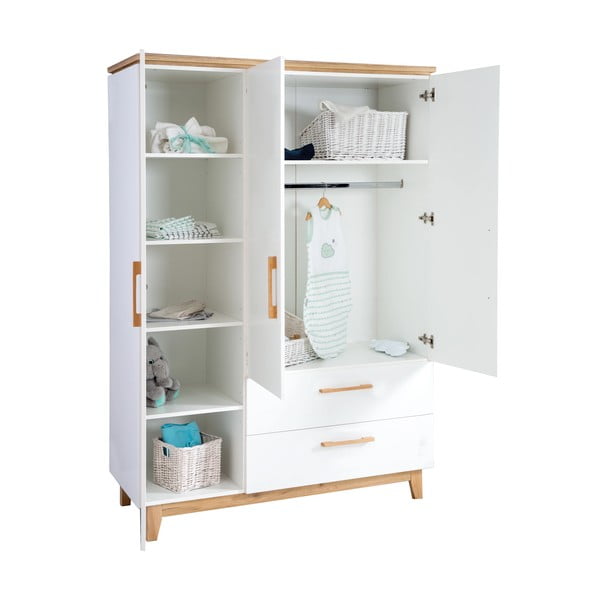 Bílá dětská šatní skříň v dekoru dubu 135x200 cm Finn – Roba-image-4
