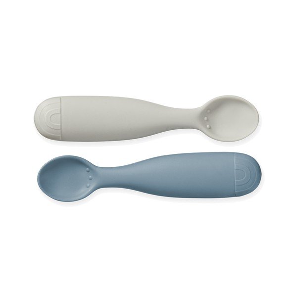 Modré/šedé dětské lžičky v sadě 2 ks ze silikonu Midnight Mix – Cam Cam Copenhagen