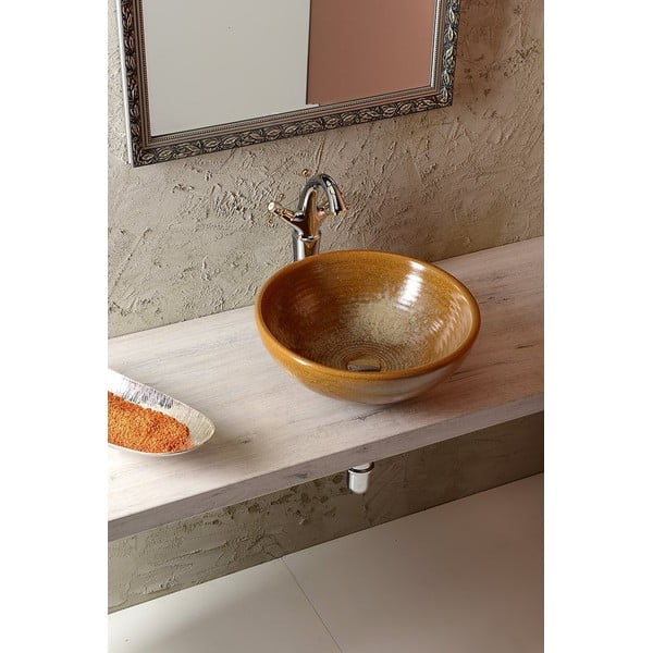 Stojánková umyvadlová baterie v leskle stříbrno-zlaté barvě Antea – Sapho-image-2