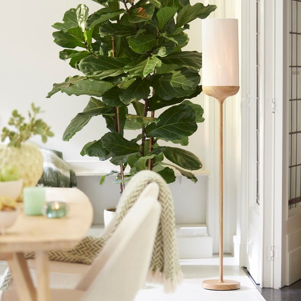 Stojací lampa v přírodní barvě s textilním stínidlem (výška 159 cm) Dania – Light & Living-image-1