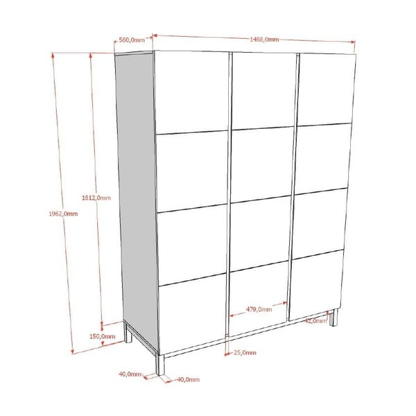 Bílá dětská šatní skříň 149x196x58 cm Eva – Vipack-image-2