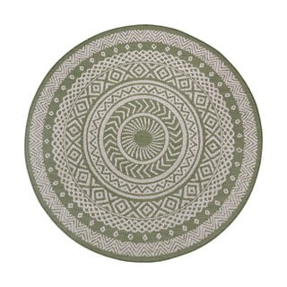 Zeleno-béžový venkovní koberec Ragami Round, ø 160 cm