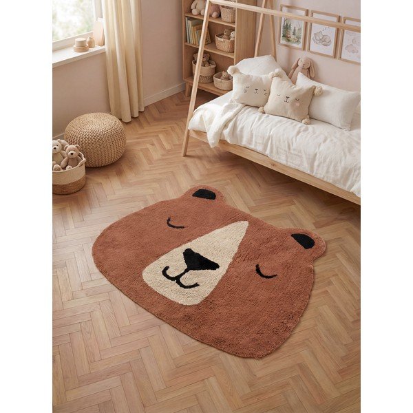 Hnědý pratelný/ručně tkaný bavlněný dětský koberec 101x120 cm Snuggle Benni – Hanse Home-image-1