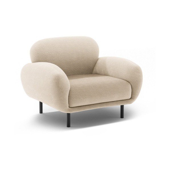 Béžové křeslo z textilie bouclé Poppy – Micadoni 