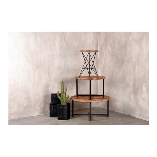 Černý konferenční stolek s deskou z mangového dřeva LABEL51 Dex, ⌀ 60 cm-image-1