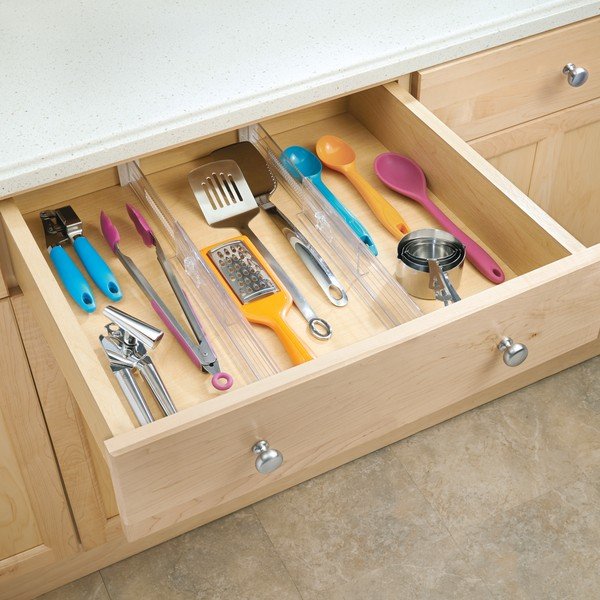 Set 2 průhledných rozdělovačů kuchyňských zásuvek iDesign Linus, 37 cm-image-1