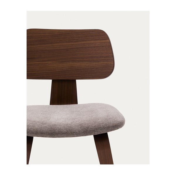 Béžová/tmavě hnědá jídelní židle v dekoru ořechu Gena – Kave Home-image-3