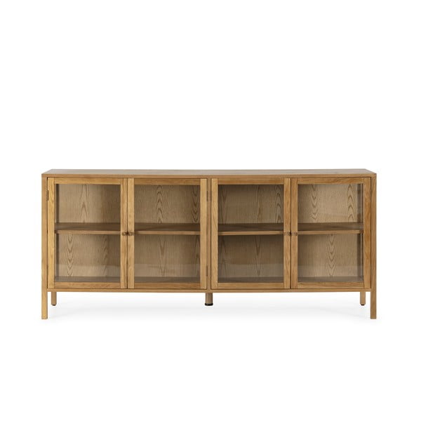 Vitrína v dekoru dubu v přírodní barvě 180x80x40 cm Ceci – MOME