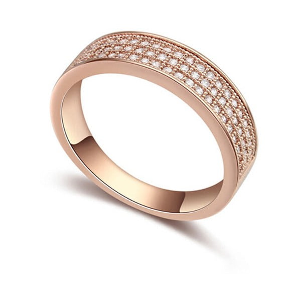 Prsten s krystaly Swarovski a růžovým zlatem Cubic, velikost 54