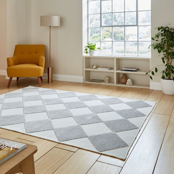 Pratelný koberec v bílé a světle šedé barvě 200x290 cm Lyna Cream&Grey – Think Rugs-image-2
