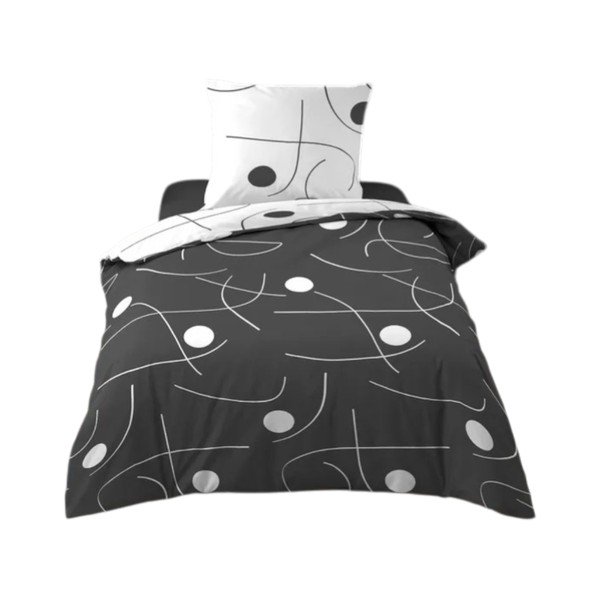 Bílé/tmavě šedé povlečení na jednolůžko z mikrovlákna 140x200 cm Sonate – douceur d'intérieur