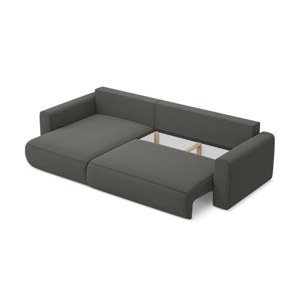 Tmavě šedá sametová rozkládací/s úložným prostorem rohová pohovka (levý roh/s lenoškou) Kapua – Makamii-image-4