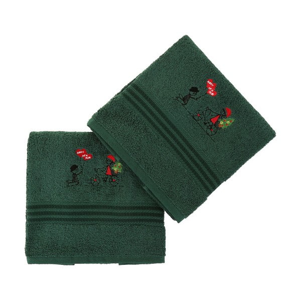 Sada 2 zelených bavlněných ručníků Bisiklet Green