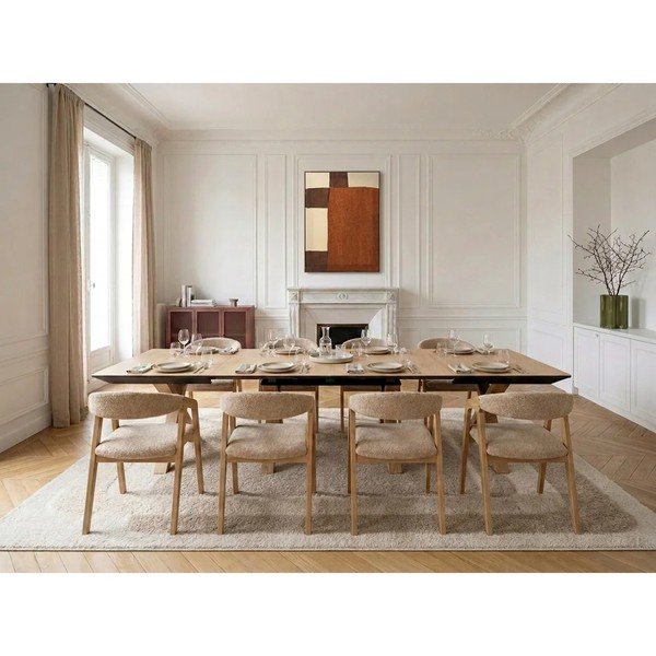 Rozkládací jídelní stůl s přídavnou deskou s deskou v dubovém dekoru 100x160 cm Martha – Bobochic Paris-image-2