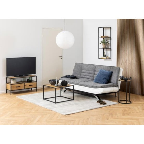 Nástěnná knihovna v dekoru dubu v černo-přírodní barvě 37x108 cm Seaford – Actona-image-1