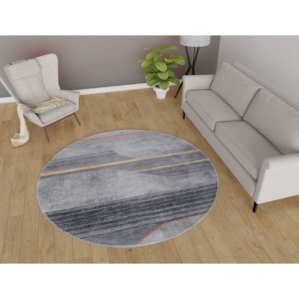 Šedý pratelný kulatý koberec ø 120 cm Yuvarlak – Vitaus-image-1