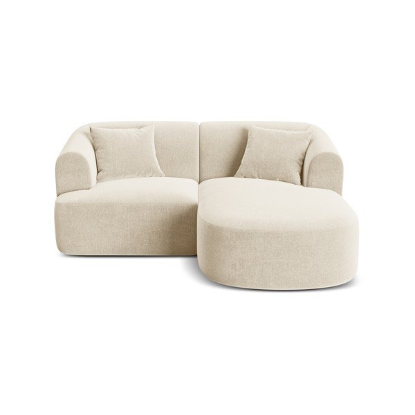 Béžová sametová rohová pohovka (pravý roh/s lenoškou) Campi – Cosmopolitan Design