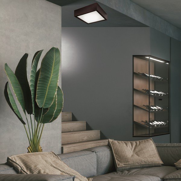 Tmavě hnědé stropní svítidlo se skleněným stínidlem 27,5x27,5 cm Quadro – LAMKUR-image-2