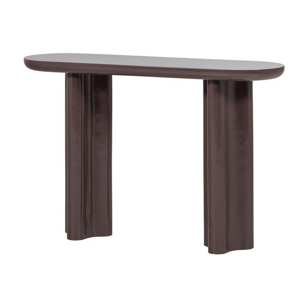Tmavě hnědý lesklý konzolový stolek 35x120 cm Evara – WOOOD-image-2
