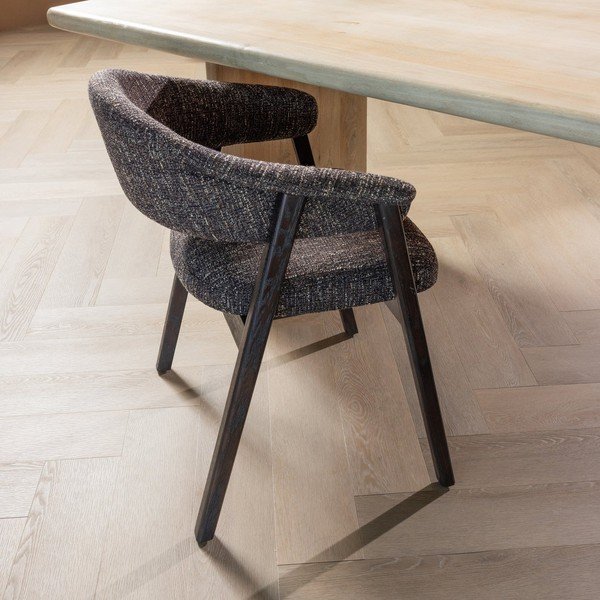 Tmavě hnědá čalouněná jídelní židle s područkami Tunar – WOOOD-image-1