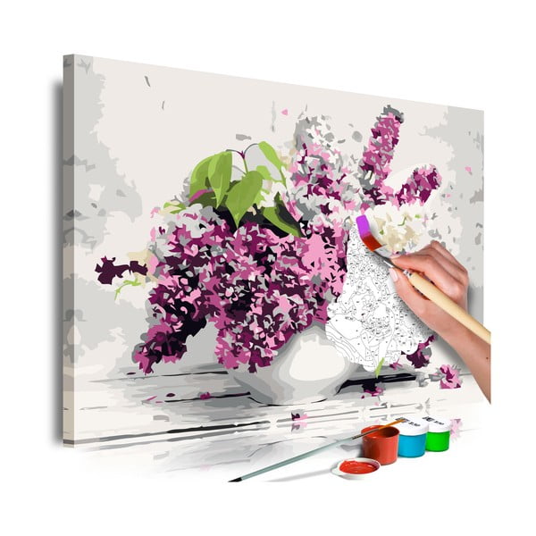 DIY set na tvorbu vlastního obrazu na plátně Artgeist Vase and Flowers, 60 x 40 cm