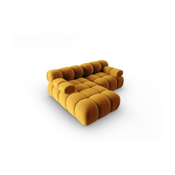 Žlutá sametová pohovka 191 cm Bellis – Micadoni Home-image-4