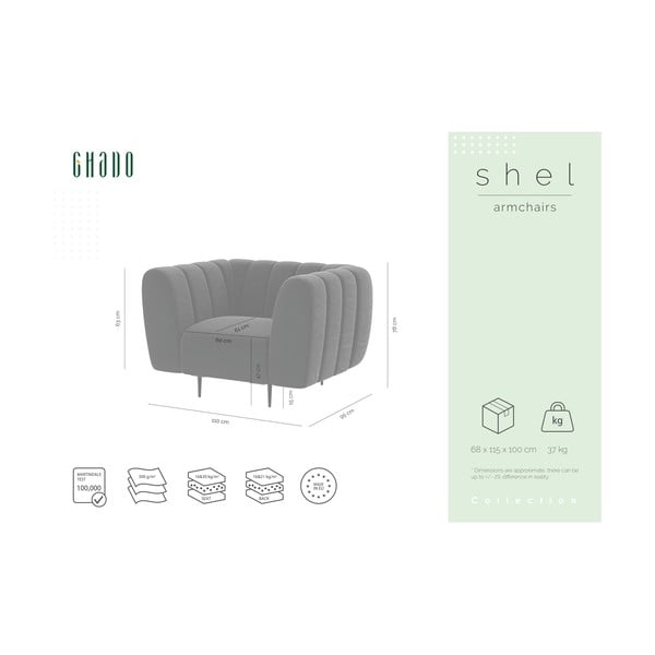 Medově žluté sametové křeslo Ghado Shel-image-2