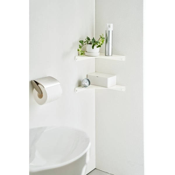 Bílá rohová kovová police 22 cm Tower – YAMAZAKI-image-1