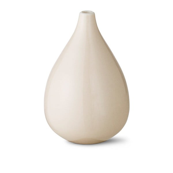 Krémová ručně vyráběná váza Anne Black Drop, výška 11 cm