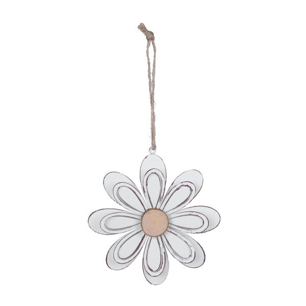 Bílá kovová závěsná dekorace ve tvaru květiny Ego Dekor, ø 13 cm