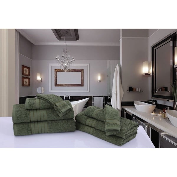 Tmavě zelené froté bavlněné osušky v sadě 2 ks 70x140 cm – Good Morning-image-2
