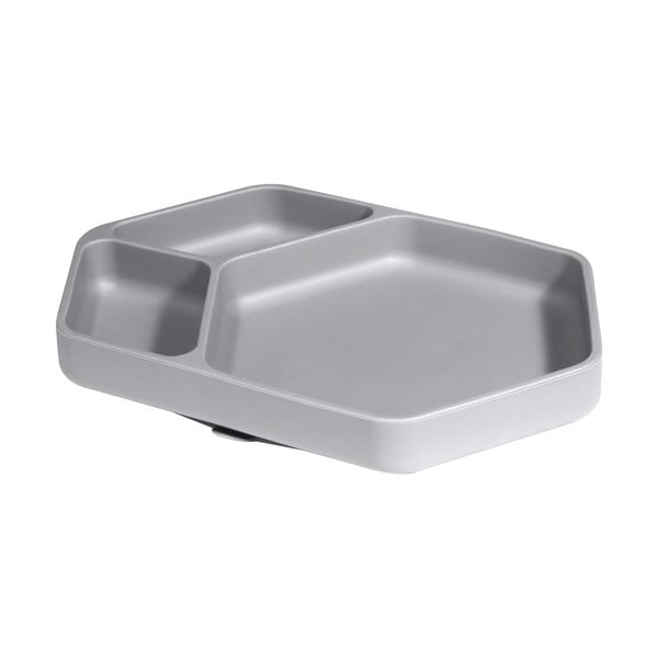 Šedý silikonový dětský talíř 16x25 cm – Kindsgut-image-2