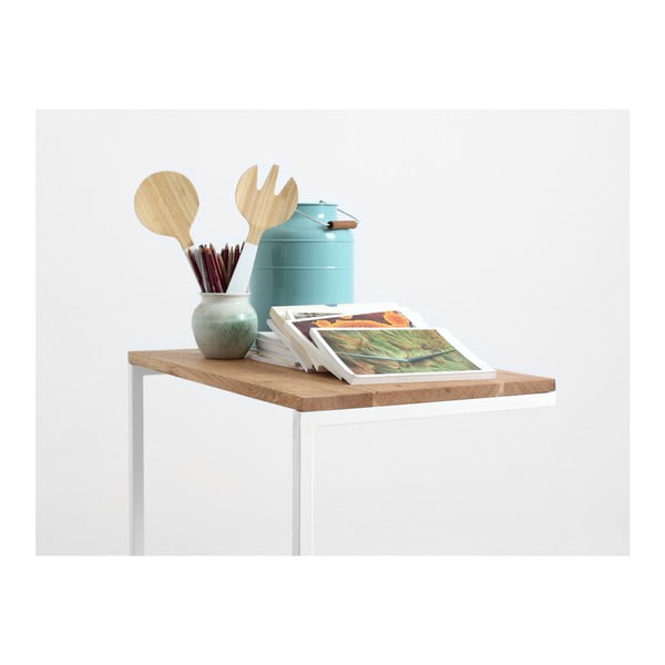 Stůl s bílým podnožím a deskou z masivního dubu CustomForm Lupe-image-1