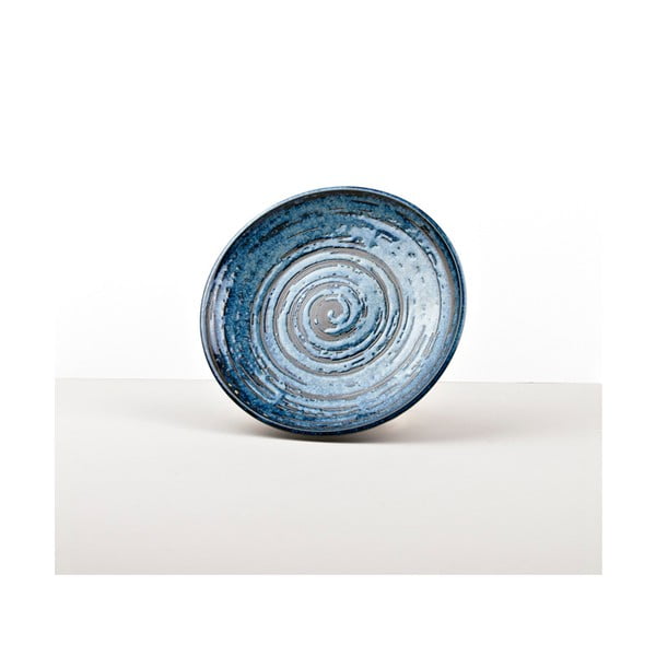 Modrý keramický talíř Made In Japan Copper Swirl, ⌀ 20 cm
