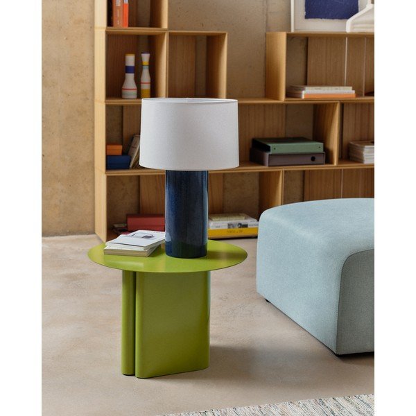 Modrá stolní lampa s textilním stínidlem (výška 53,5 cm) Toneric – Kave Home-image-1