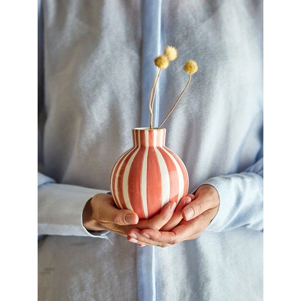 Oranžová ručně malovaná váza z dolomitu (výška 11 cm) Fian – Bloomingville-image-1
