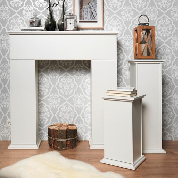 Bílá dekorativní krbová římsa s úložným prostorem 13Casa Fireplace-image-3