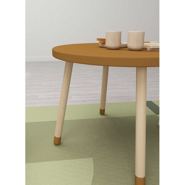 Hořčicový dětský stůl Flexa Dots, ø 60 cm-image-1