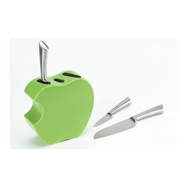 Set nožů se stojanem Green Apple, 3 ks
