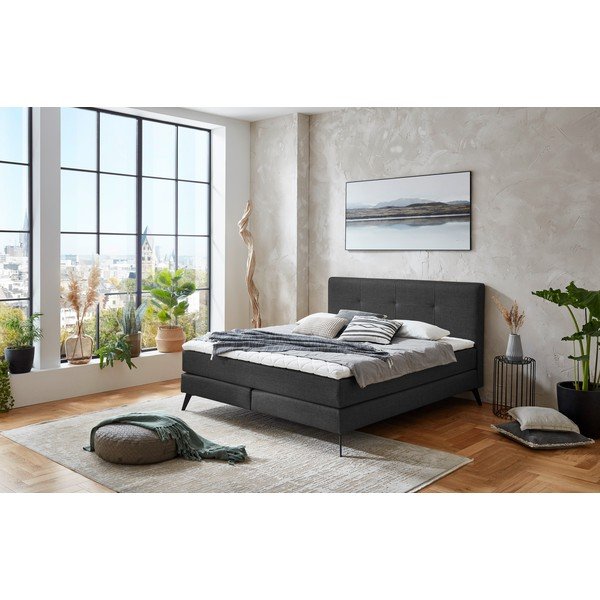 Antracitová boxspring postel 160x200 cm ANCONA – Meise Möbel-image-1