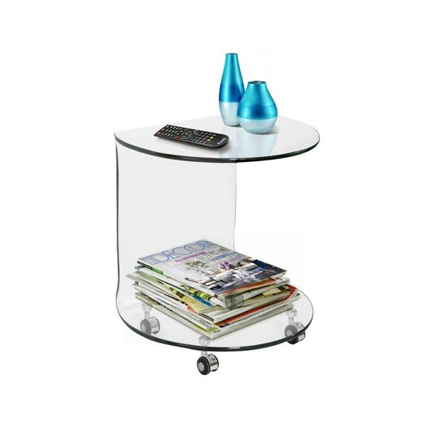 Skleněný odkládací stolek na kolečkách Evergreen House Simple-image-3