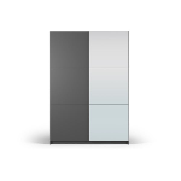 Tmavě šedá šatní skříň se zrcadlem a s posuvnými dveřmi 151x215 cm Lisburn - Cosmopolitan Design